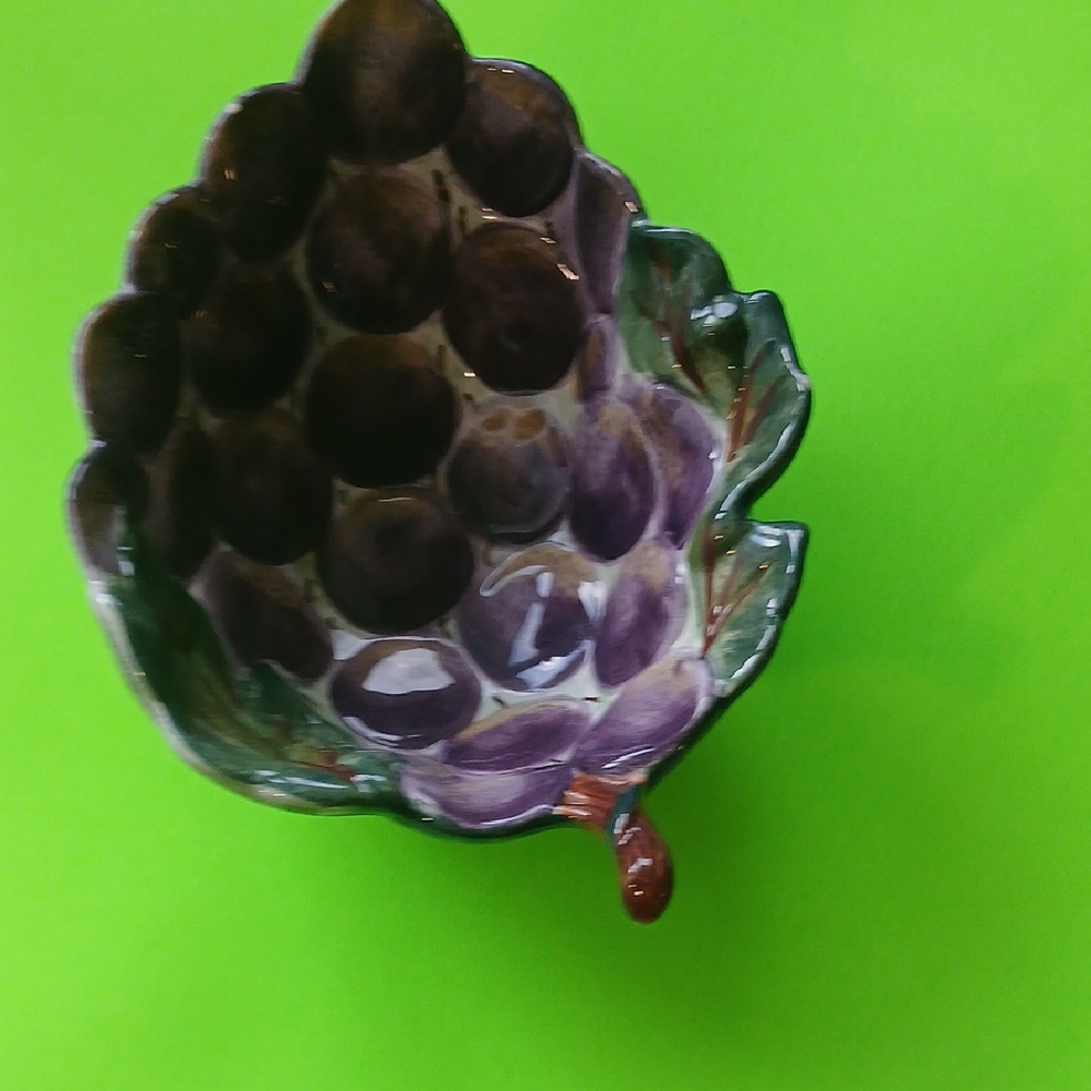 Grape-Shaped Ceramic Bowl - Purple and Green